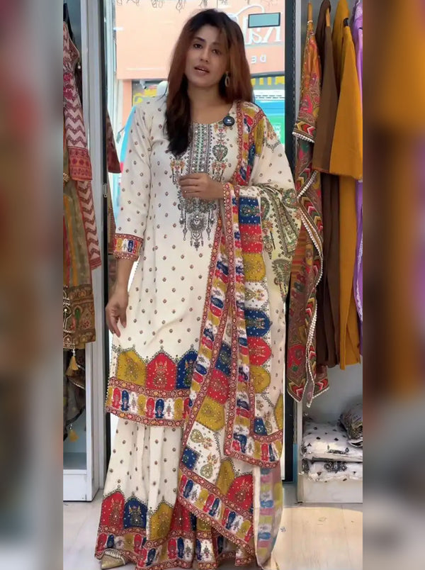 Gulista-Heavy Fency Plazzo Pair with Dupatta Set