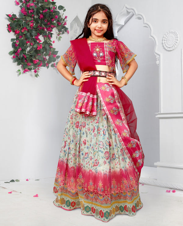 Raavi Lahenga Choli Georgette Kreez Print D3