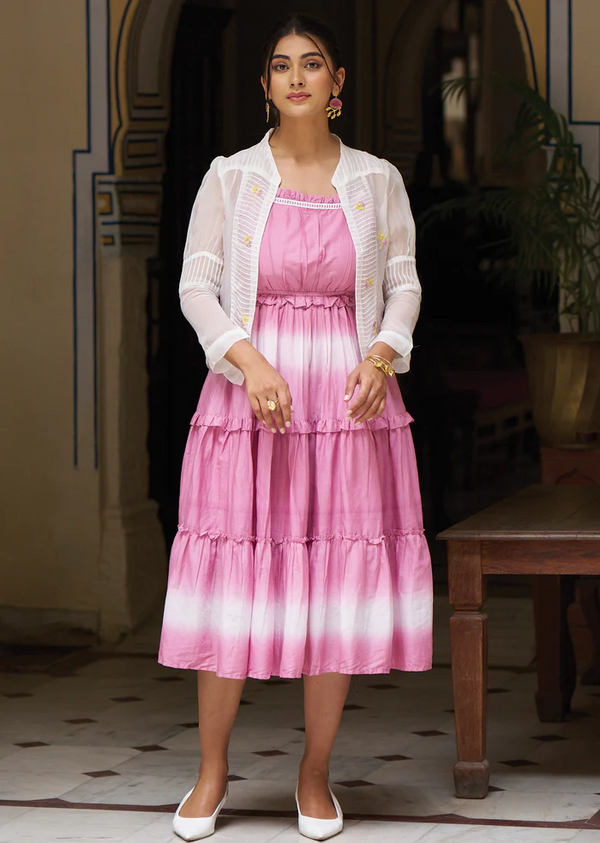 VYOMI-Stylish Cotton Koti with Layered Gown