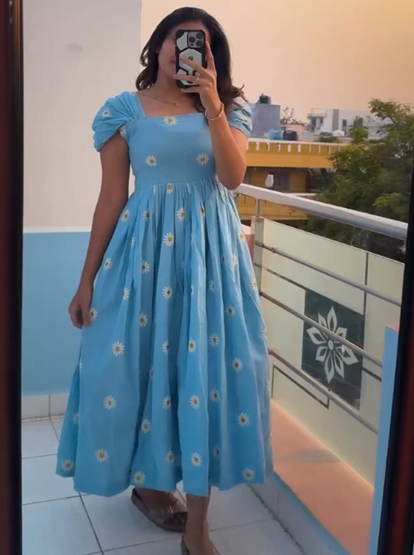 Zarvika-Fit & Flare Embroidered Western Dress